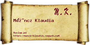 Müncz Klaudia névjegykártya